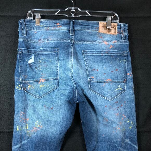 Jordan Craig Mens Jeans Blue Sean Legacy Edition Painted Moto Distressed 32x32 - Picture 12 of 13